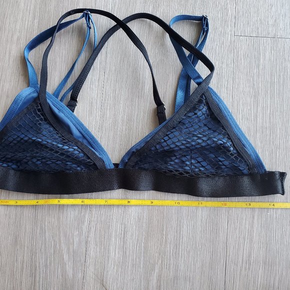 Urban Outfitters Out From Under Blue and Black Triangle Strappy Mesh bralette - Picture 7 of 9